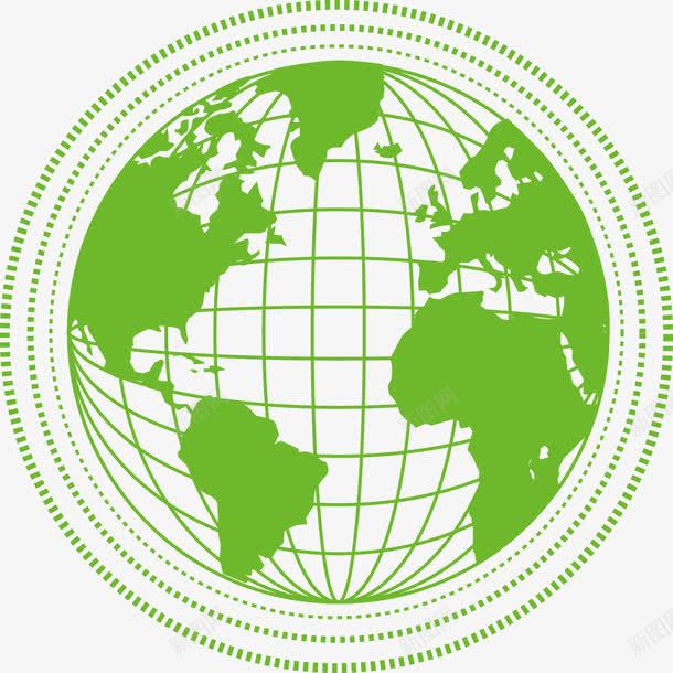绿色地球插图png免抠素材_新图网 https://ixintu.com 几何 商务插图 地球 绿色