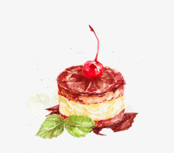卡通手绘樱桃蛋糕素材