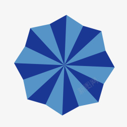 蓝色的太阳伞蓝色条纹图案太阳伞俯视图高清图片