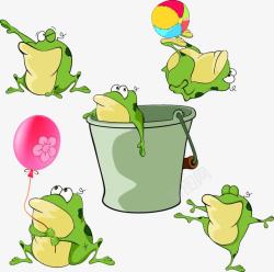 青蛙气球卡通玩耍的青蛙高清图片