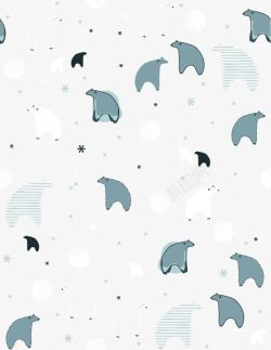 清新卡通北极熊底纹背景素材