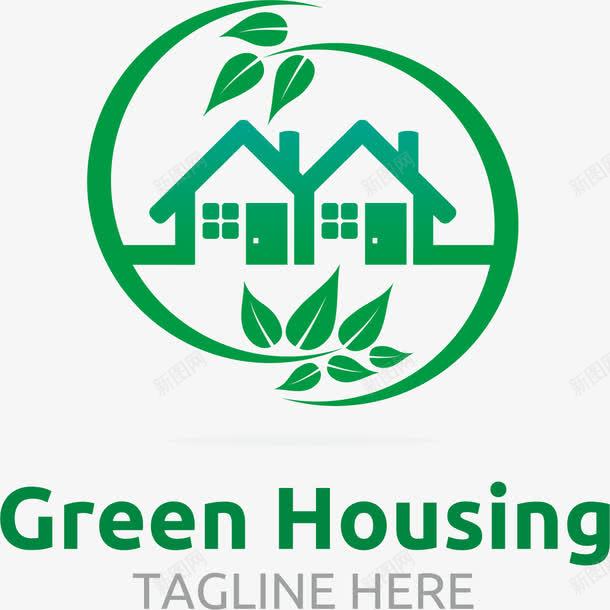绿色房子企业标志图标png_新图网 https://ixintu.com logo设计 公司标志 家政 房子 环保 矢量素材 绿色