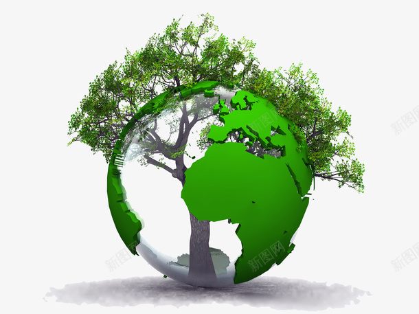环保的地球村png免抠素材_新图网 https://ixintu.com 地球 树 环保 绿色