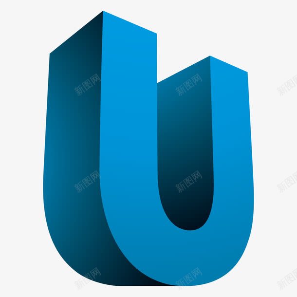 3D字母Upng免抠素材_新图网 https://ixintu.com 3D 3D字母U 字母U 立体 艺术字 蓝色