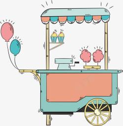 手绘棉花糖气球装饰的零食车高清图片