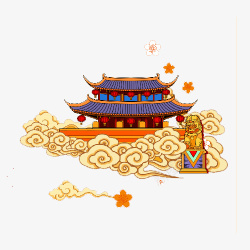 中国风雕像中国风的古建筑物高清图片