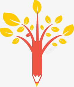 铅笔形状的树创意铅笔形状教育logo图标高清图片