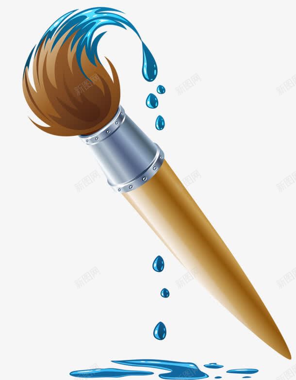 蓝色颜料盒画笔图标png_新图网 https://ixintu.com logo png ui设计 创意 水滴 水粉笔 油画 油画笔 画笔 美术 色彩 蓝色 颜料 黑板报