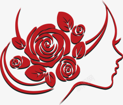 玫瑰花与女人玫瑰女人矢量图高清图片