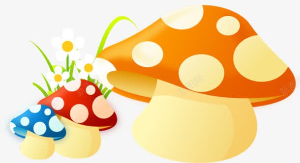 卡通可爱蘑菇花朵装饰png免抠素材_新图网 https://ixintu.com 卡通 可爱 花朵 蘑菇 装饰