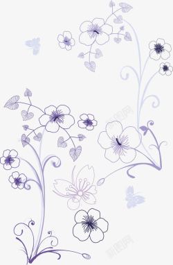 藤蔓与蓝色小花紫罗兰花纹高清图片