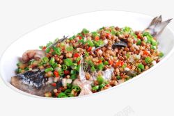 肉沫烧草菇美食豆豉蒸鱼高清图片