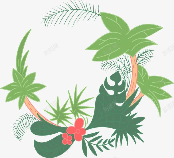 热带植物边框png免抠素材_新图网 https://ixintu.com 树叶边框 棕榈叶 椰子树 热带植物 矢量素材