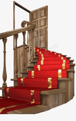 铺了红地毯的楼梯png免抠素材_新图网 https://ixintu.com 复古 大门 春节地毯 木梯