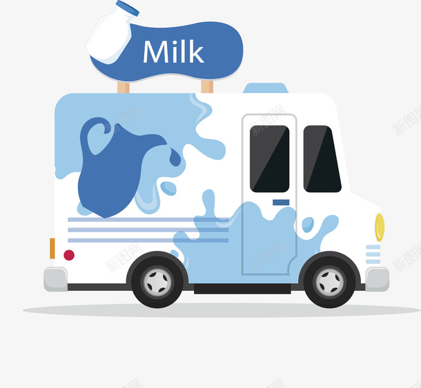 创意牛奶车矢量图ai免抠素材_新图网 https://ixintu.com 交通工具 创意 卡通手绘 商务 水彩 牛奶车 蓝色 矢量图