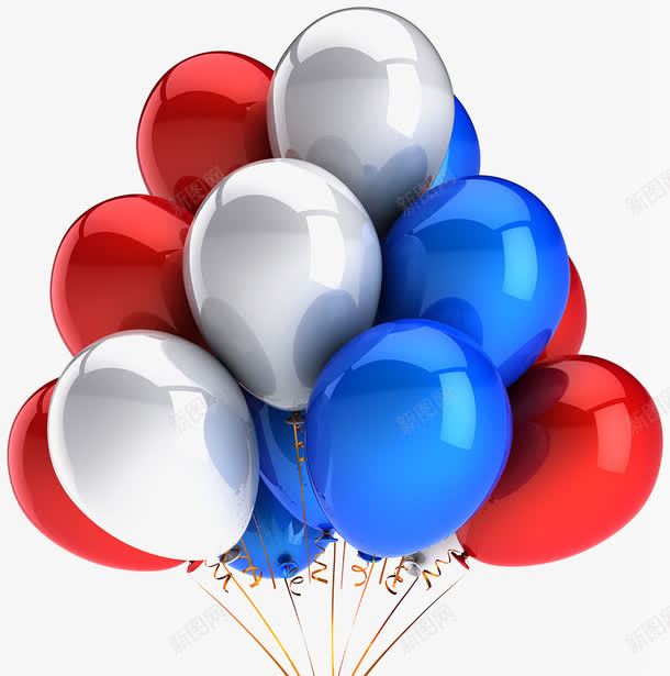 一束飘在空中的三色气球png免抠素材_新图网 https://ixintu.com 三色气球气球 多彩气球 海报素材 海报背景 白色气球 红色气球 蓝色气球
