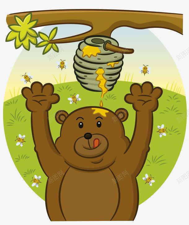 卡通偷蜂蜜的熊png免抠素材_新图网 https://ixintu.com 偷蜂蜜的熊 偷蜜吃 卡通 幼儿画册插画