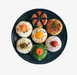 韩国菜品素菜五彩饭团高清图片