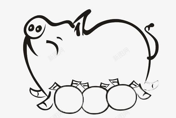 手绘开心的猪剪影png免抠素材_新图网 https://ixintu.com 卡通 卡通动物 开心 手绘 猪 猪剪影 简洁线条 简笔画动物 线条 黑色