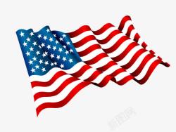 手绘飘扬的美国国旗素材