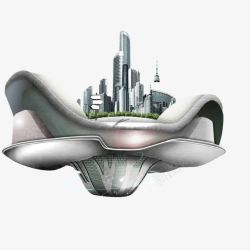 空中城市创意飞碟城市高清图片