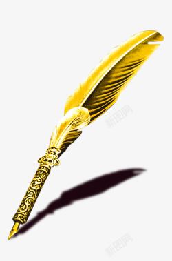 复古笔金色的羽毛笔高清图片