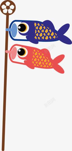 卡通鲤鱼旗设计可爱日式和风鲤鱼旗装饰高清图片