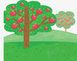 春天果园春天果园里的苹果树矢量图高清图片