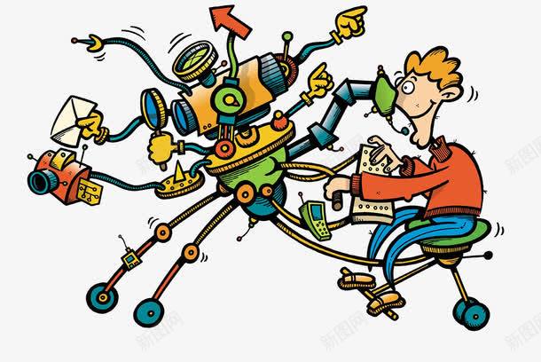 家居机械人插画png免抠素材_新图网 https://ixintu.com 卡通漫画 智能 未来生活 机械手臂