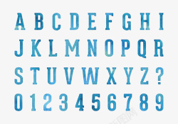 蓝色花纹字母数字小清新版英文字母数字高清图片