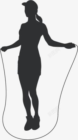 女性人物图片跳绳剪影高清图片