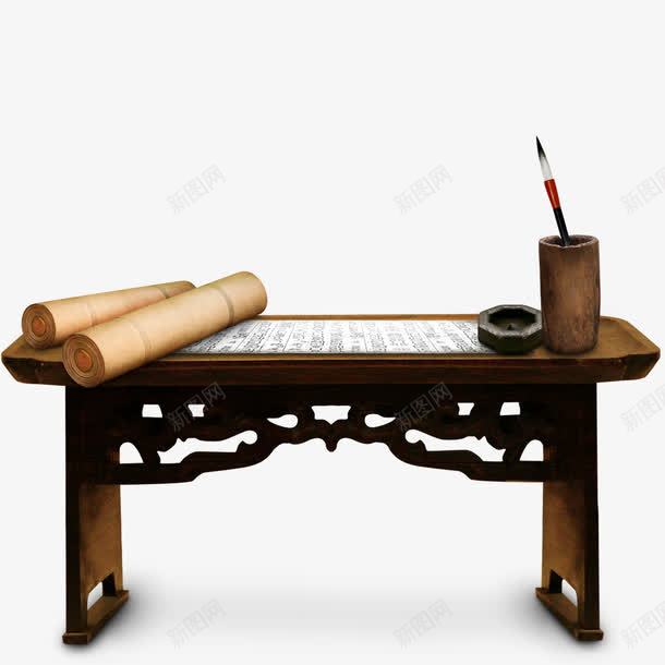 中式书桌png免抠素材_新图网 https://ixintu.com 中式 书卷 书台 书桌 古代书桌 画卷 笔墨纸砚