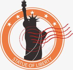 美国自由女神雕像美国自由女神邮戳高清图片