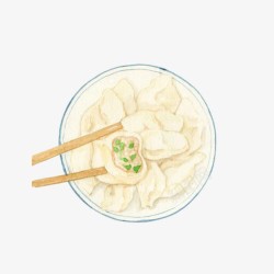 韭菜饺子手绘画片素材