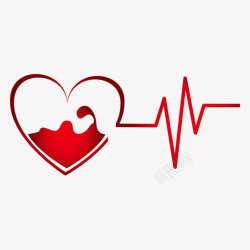 健康医疗标志卡通慈善无偿献血爱心心电图矢量图高清图片