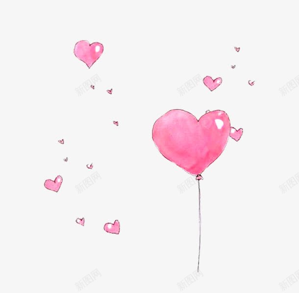 粉色爱心气球装饰图案png免抠素材_新图网 https://ixintu.com 气球 水粉 爱心 粉色 装饰图案