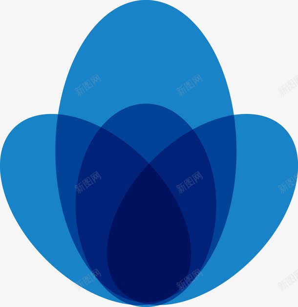 蓝色抽象花朵图png免抠素材_新图网 https://ixintu.com 公司标志 几何立方 几何花型 圆 圆形 抽象 抽象的标志 花卉 花卉图案 花的标志 风格