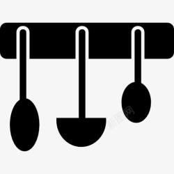 家居钥匙架厨房的勺子集图标高清图片