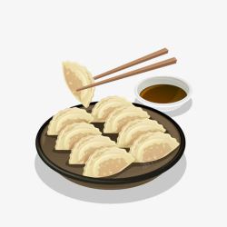创意饺子拼盘夹着饺子的筷子高清图片