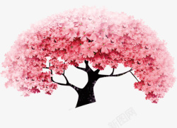 茂密树春季茂密红色桃花树高清图片