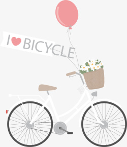 绑着气球手绘自行车上绑着一根气球矢量图高清图片