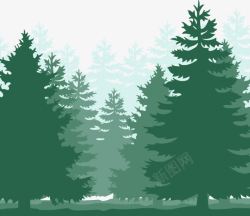 绿树矢量绿色森林剪影高清图片