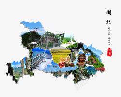 武汉特色湖北旅游地图高清图片