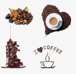 咖啡英文字母巧克力豆与巧克力高清图片
