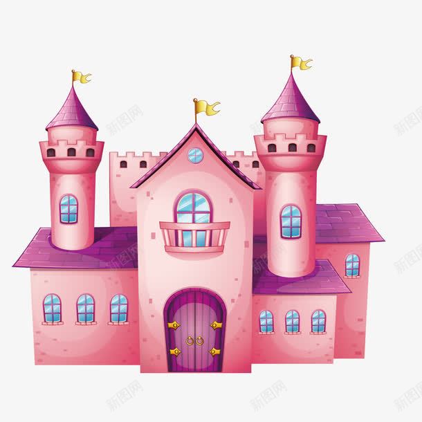 粉色城堡矢量图ai免抠素材_新图网 https://ixintu.com 公主城堡 房子 旗帜 矢量图 童话 蛋糕城堡