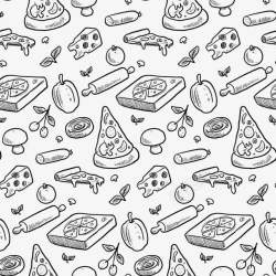 奶酪披萨手绘披萨无缝背景高清图片