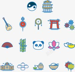 熊猫金币中国风格图标元素高清图片