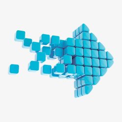 3D方块堆放三维立体蓝色箭头高清图片