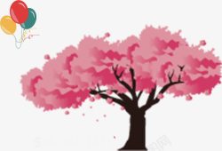 日本樱花树手绘樱花树高清图片