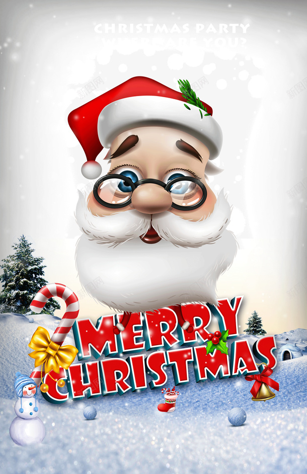 圣诞老人圣诞拐杖png免抠素材_新图网 https://ixintu.com 圣诞拐杖 圣诞老人 圣诞袜 铃铛 雪人